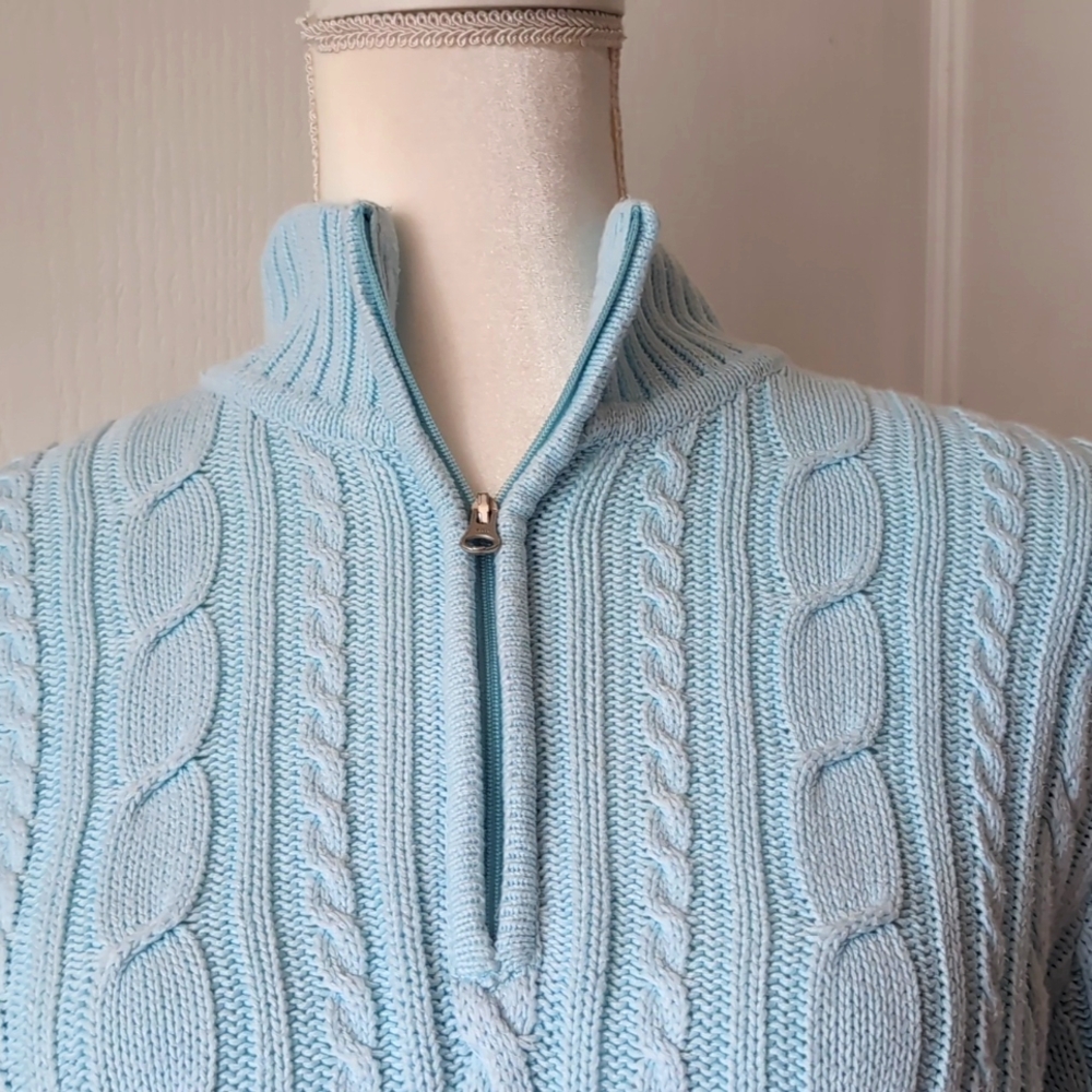 Croft & Barrow Cable Knit 1/4 Zip Mock Neck Pullover Sweater. Size Large - Picture 6 of 11